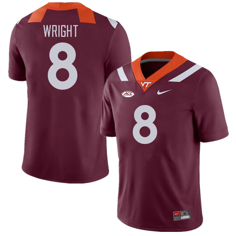 Men #8 Dae'Quan Wright Virginia Tech Hokies College Football Jerseys Stitched Sale-Maroon - Click Image to Close